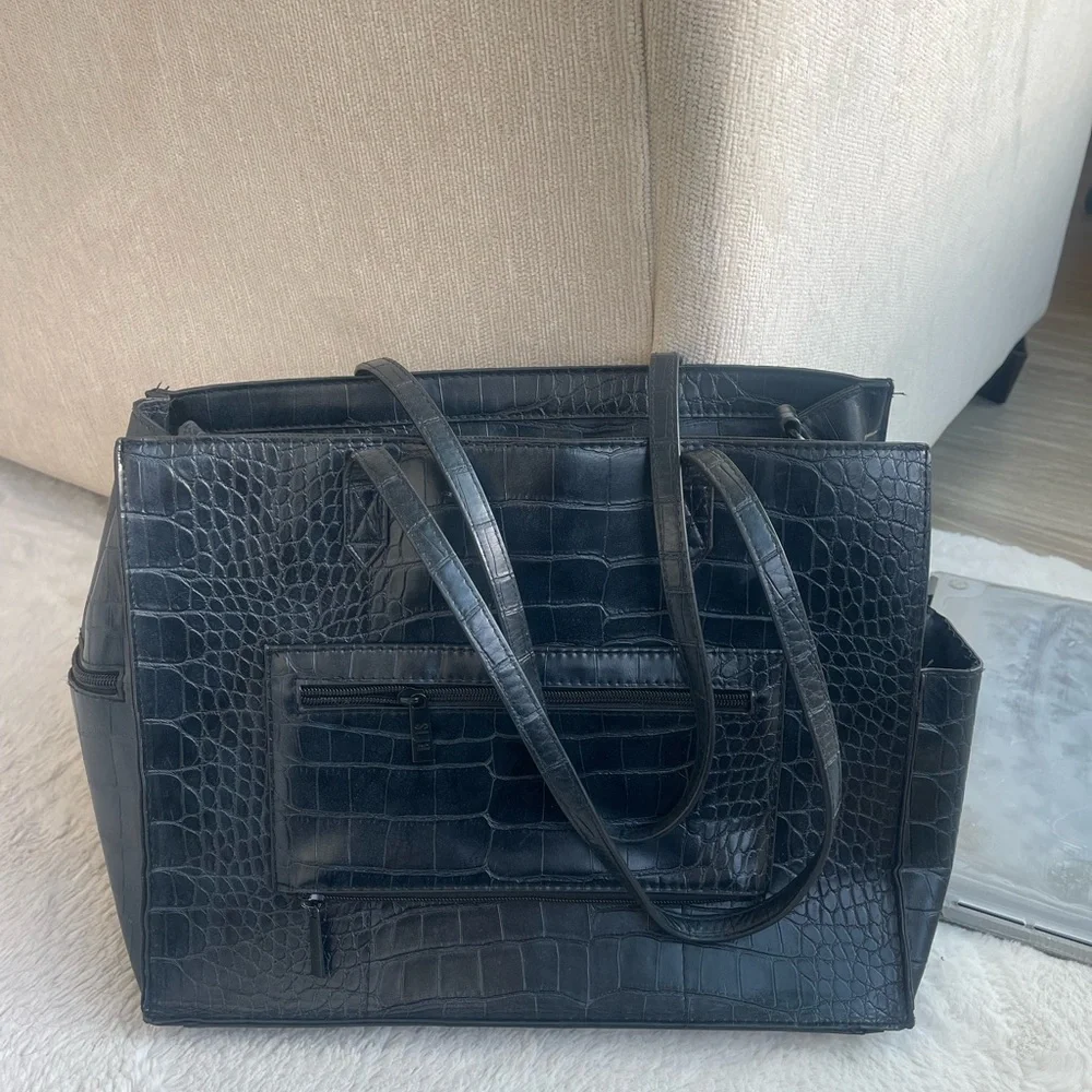 Béis 'The Work Tote' In black croc - Picture 5 of 6